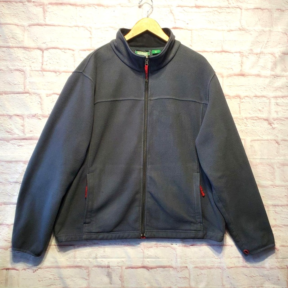 LL Bean Jacket Mens XL Gray Fleece Full Zip‎ Pockets Warm Outdoor Hiking Casual